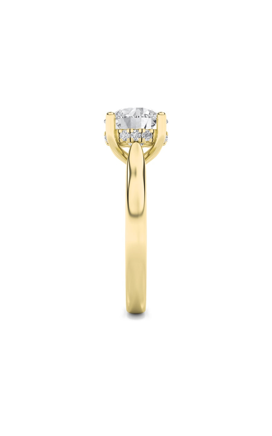 2Cttw Round Shaped Lab Grown Diamond (F/VS) Hidden Halo Cathedral Shank Engagement Ring in 14K Gold