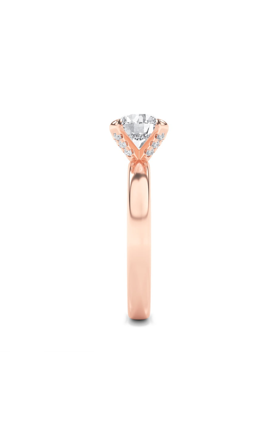 2Cttw Round Shaped Lab Grown Diamond (F/VS) HiddenHalo Petite Shank Ring in 14K Gold