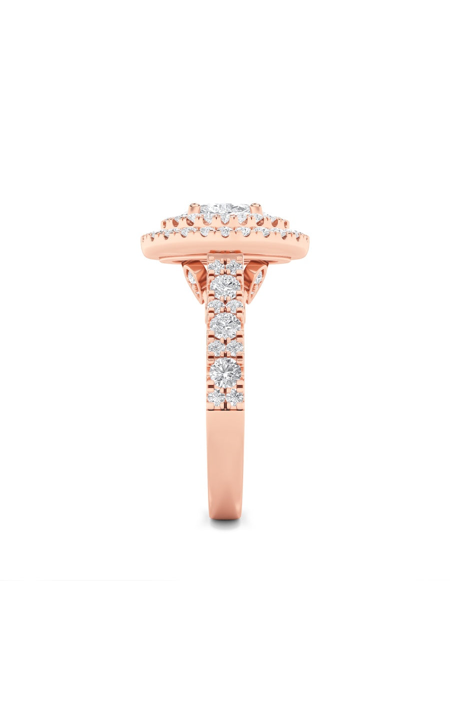 2Cttw Oval Shaped Lab Grown Diamond (F/VS) DoubleHalo Engagement Ring in 14K Gold