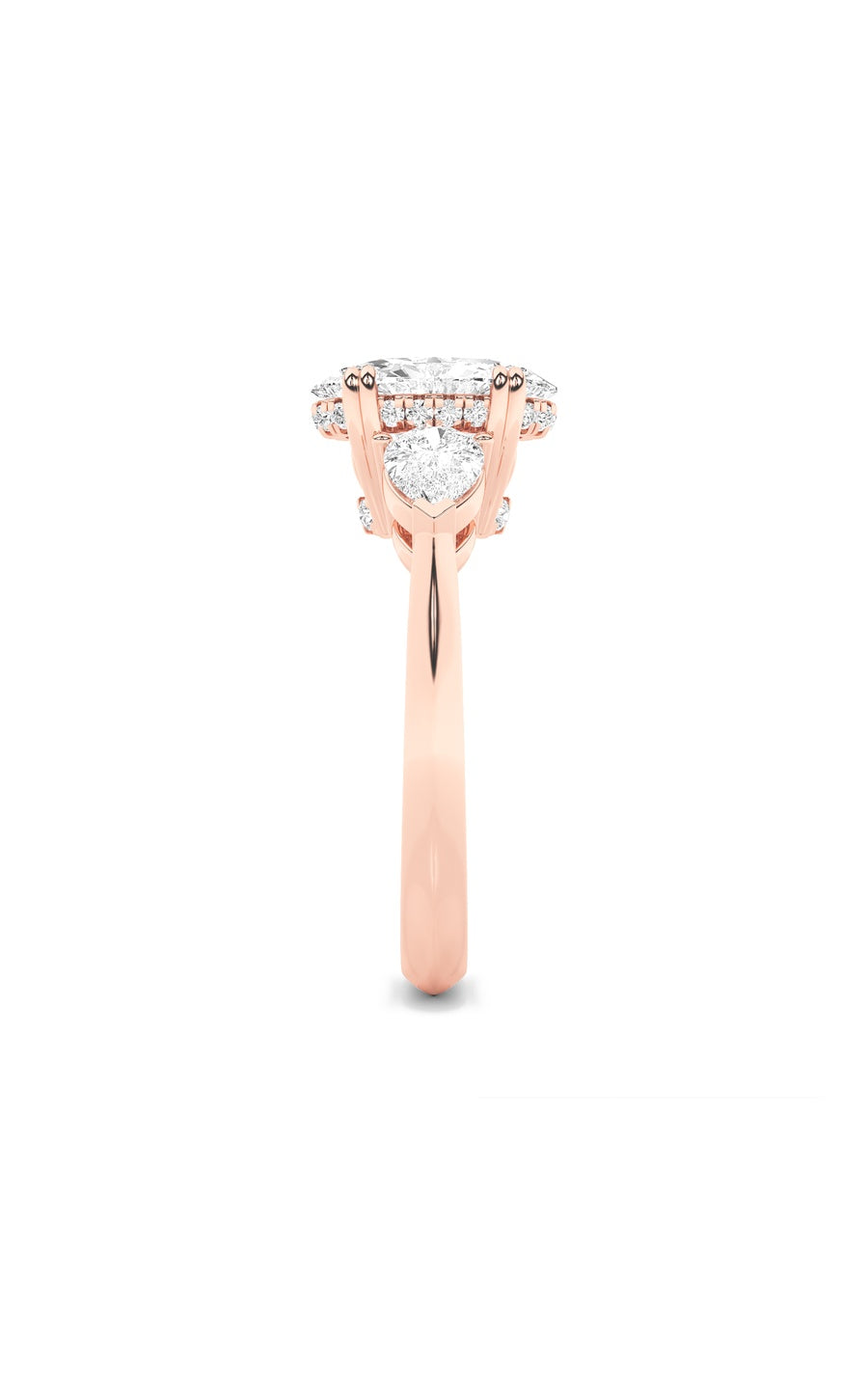 3Cttw Oval Shaped Lab Grown Diamond (F/VS) Three Stone Hidden Halo Ring in 14K Gold