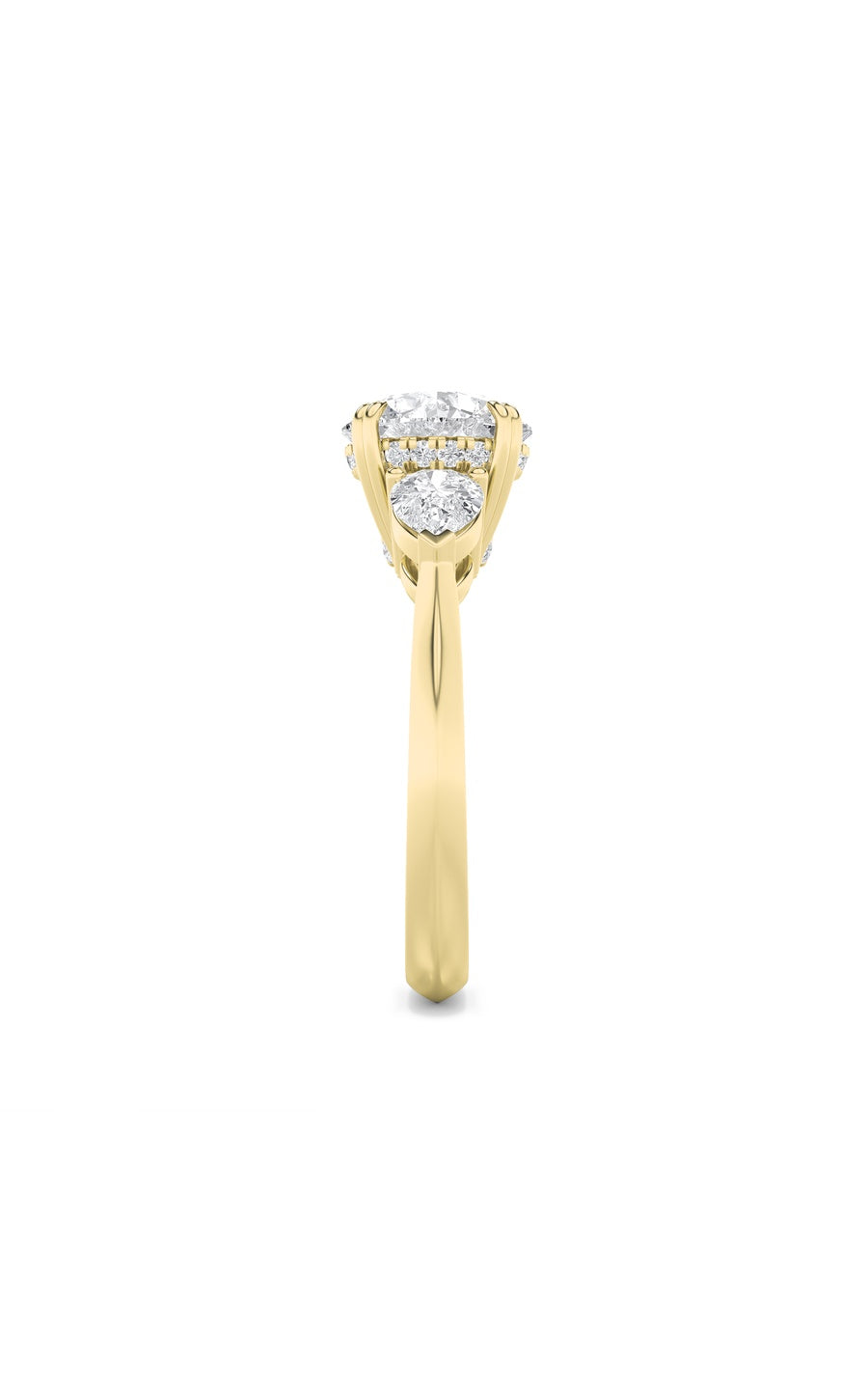 3Cttw Round Shaped Lab Grown Diamond (F/VS) ThreeStone Hidden Halo Ring in 14K Gold