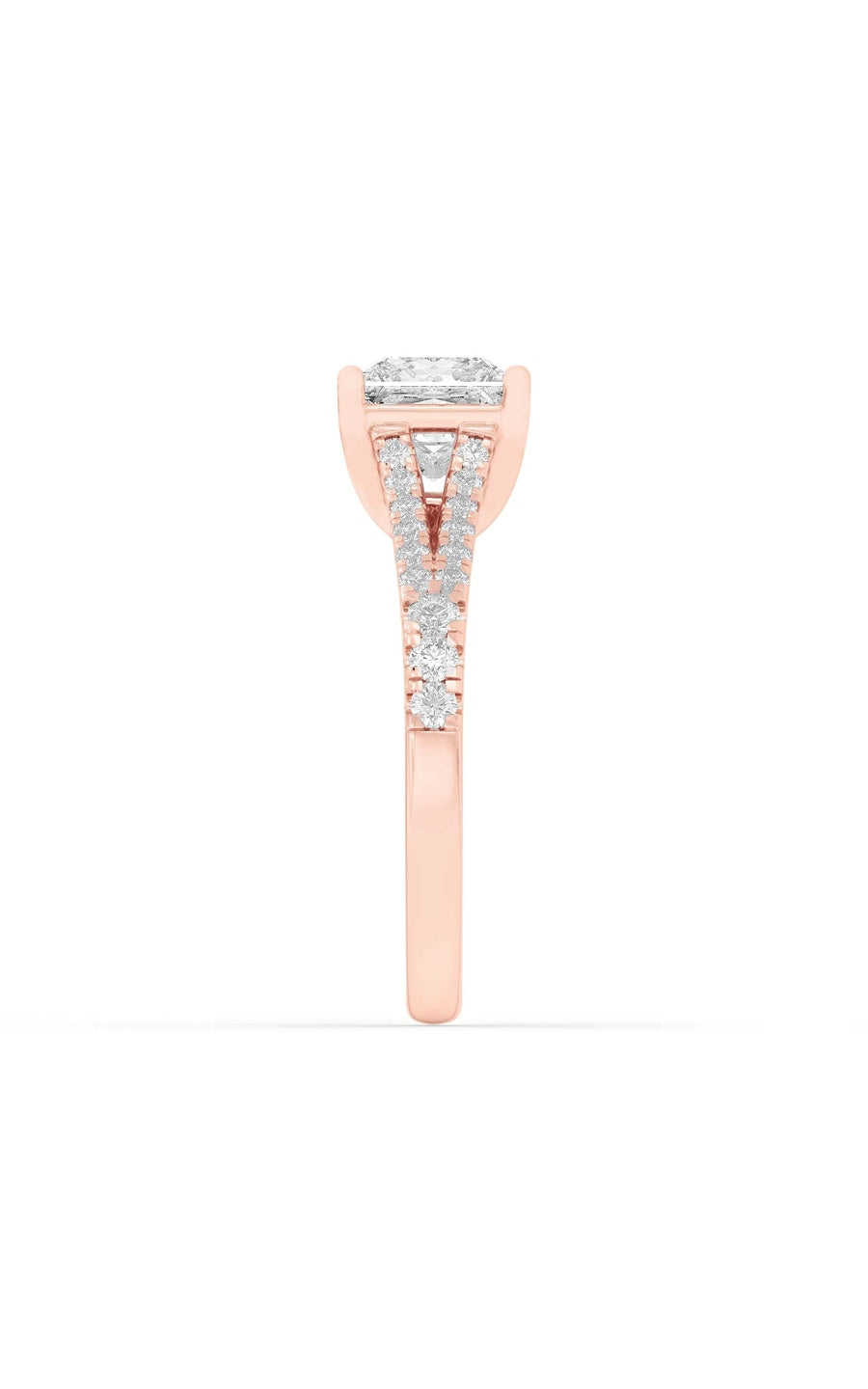2Cttw Princess Shaped Lab Grown Diamond (F/VS) Split Shank Trellis Engagement Ring in 14K Gold