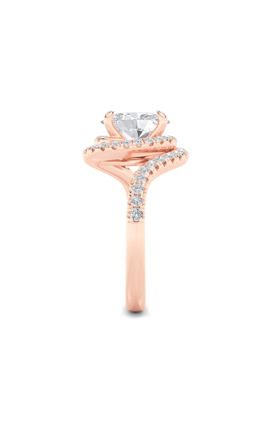 2Cttw Oval Shaped Lab Grown Diamond (F/VS) Swirl Accented Engagement Ring in 14K Gold