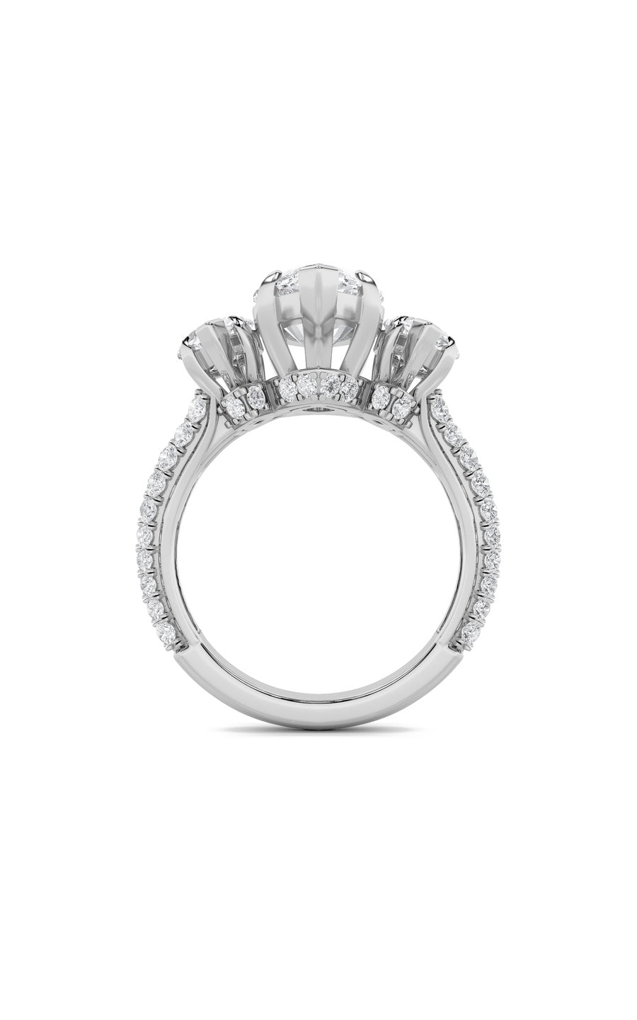 7.75Cttw Marquise Shaped Lab Grown Diamond (F/VS)Bold Statement Accented Ring in 14K Gold