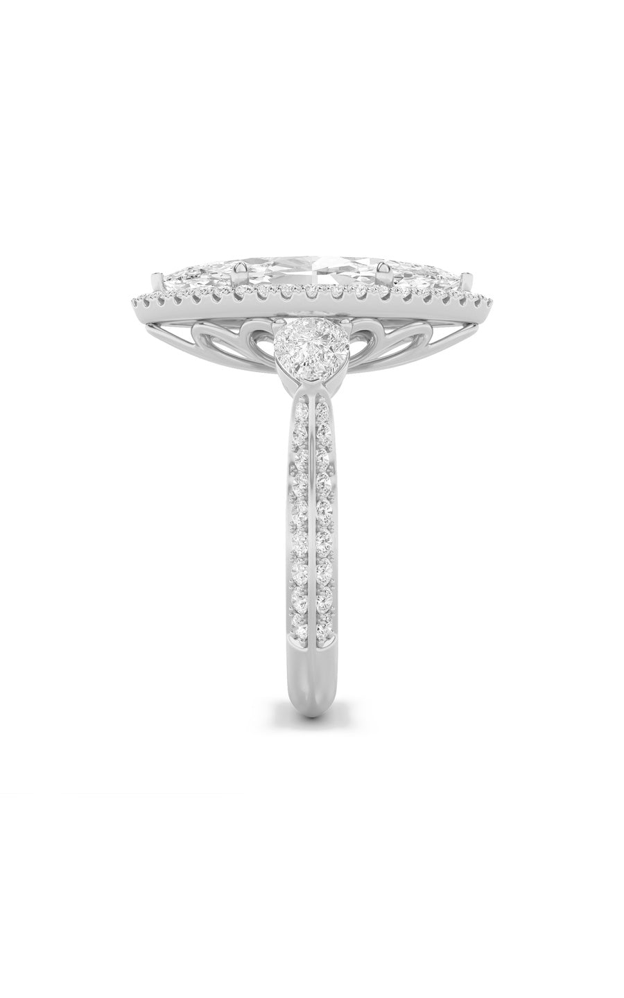 6.5Cttw Marquise Shaped Lab Grown Diamond (G/VS) Bold Statement Accented Ring in 14K Gold