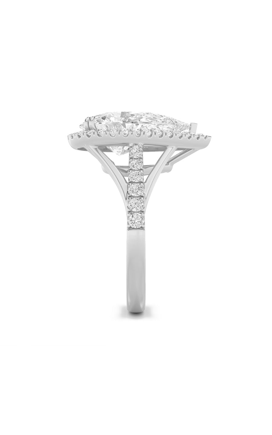6Cttw Pear Shaped Lab Grown Diamond (F/VS) Bold Statement Accented Ring in 14K Gold