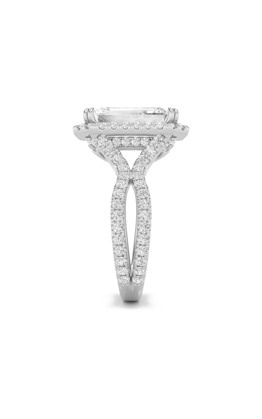 8Cttw Emerald Shaped Lab Grown Diamond (F/VS) BoldStatement Accented Ring in 14K Gold