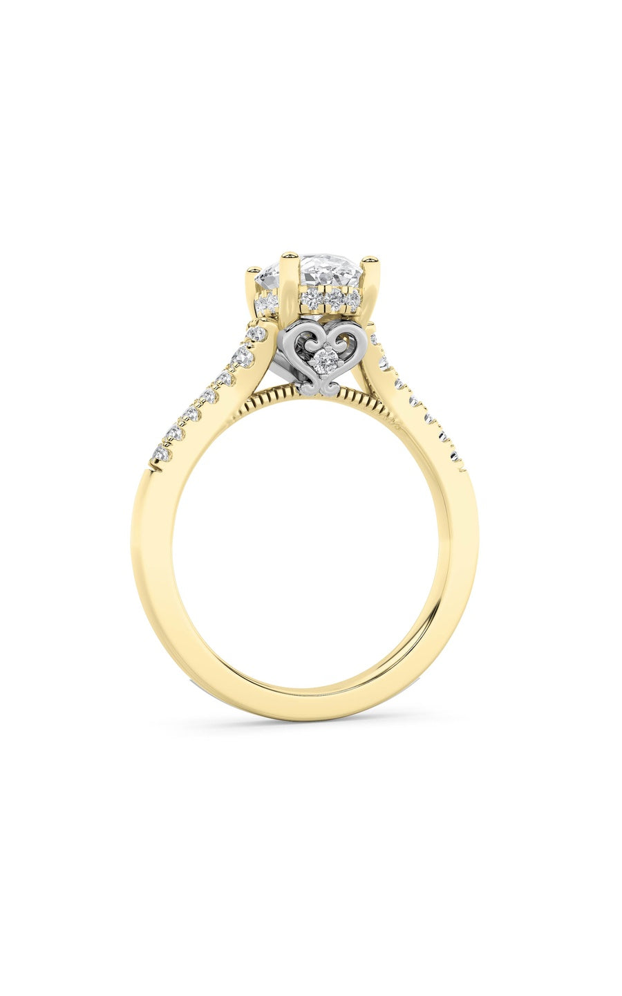 1.5Cttw Oval Shaped Lab Grown Diamond (G/VS) Accented Engagement Ring in 14K White Gold