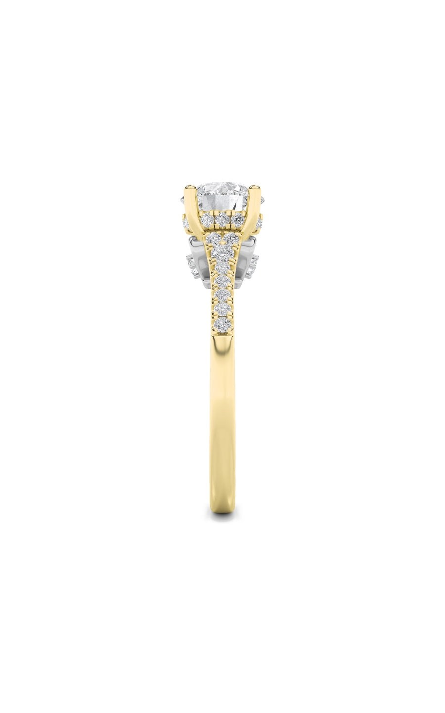1.5Cttw Round Shaped Lab Grown Diamond (F/VS) Accented Two Tone Engagement Ring in 14K Gold