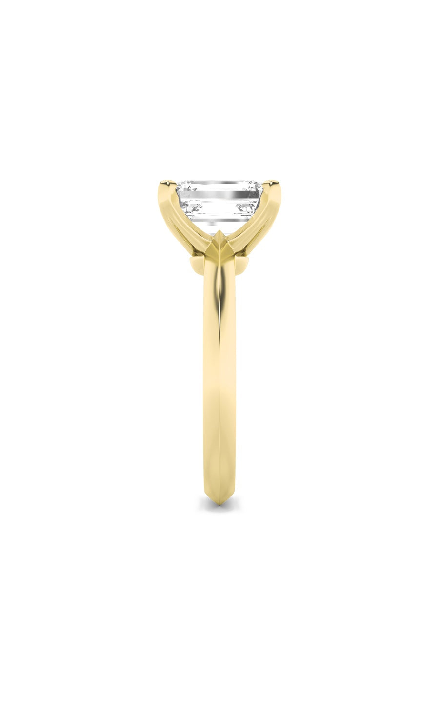2.5Cttw Emerald Shaped Lab Grown Diamond (F/VS) Knife Edge Shank Solitaire Engagement Ring in 14K Gold