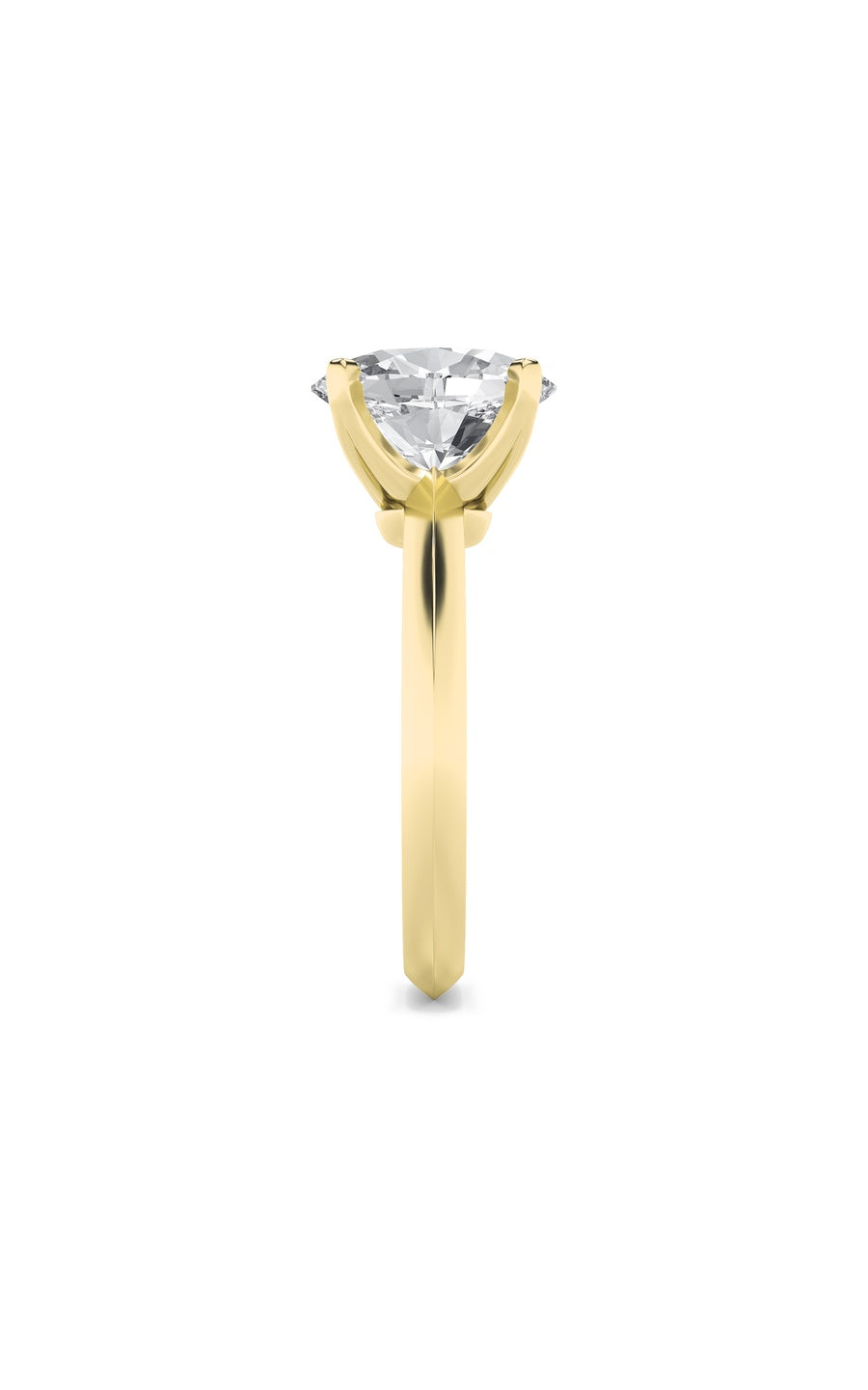 3Cttw Oval Shaped Lab Grown Diamond (F/VS) Knife Edge Shank Solitaire Engagement Ring in 14K Gold