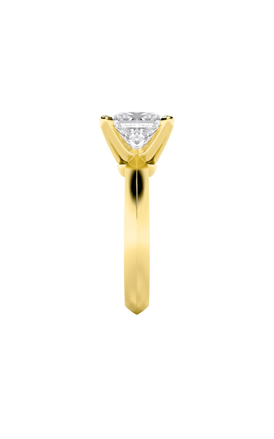 1Cttw Princess Shaped Lab Grown Diamond (F/VS) Knife Edge Shank Solitaire Engagement Ring in 14K Gold