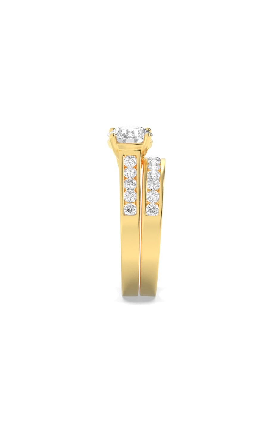 2Cttw Round Shaped Lab Grown Diamond (F/VS) Channel Set Bridal Engagement Ring in 14K Gold