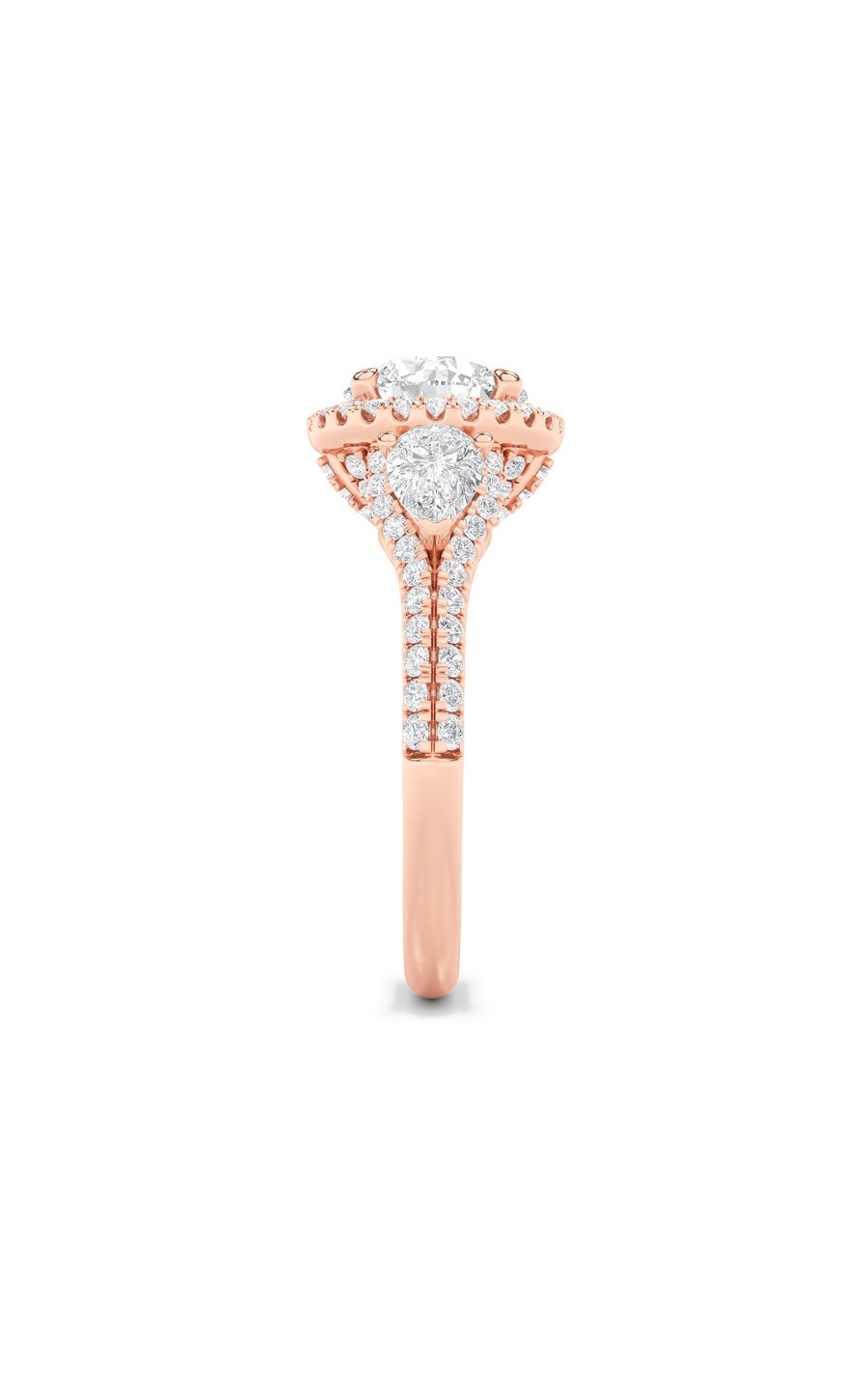 3Cttw Round Shaped Lab Grown Diamond (F/VS) ThreeStone Bold Accented Engagement Ring in 14K Gold