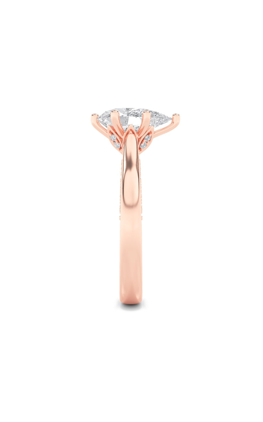 2Cttw Pear Shaped Lab Grown Diamond (F/VS) Tulip Motif Accented Engagement Ring in 14K Gold