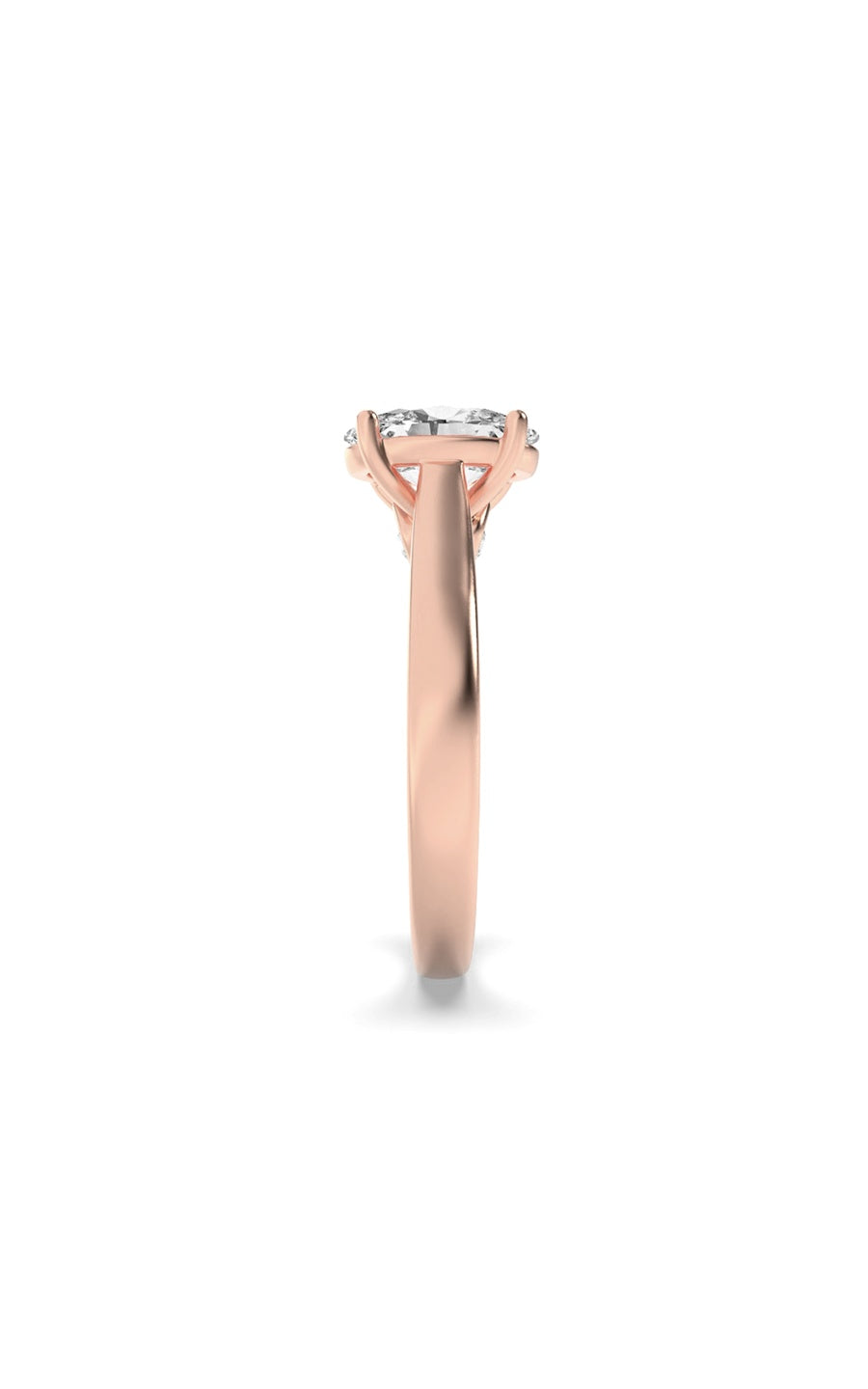 2Cttw Oval Shaped Lab Grown Diamond (F/VS) Accented Bridge Shank Engagement Ring in 14K Gold