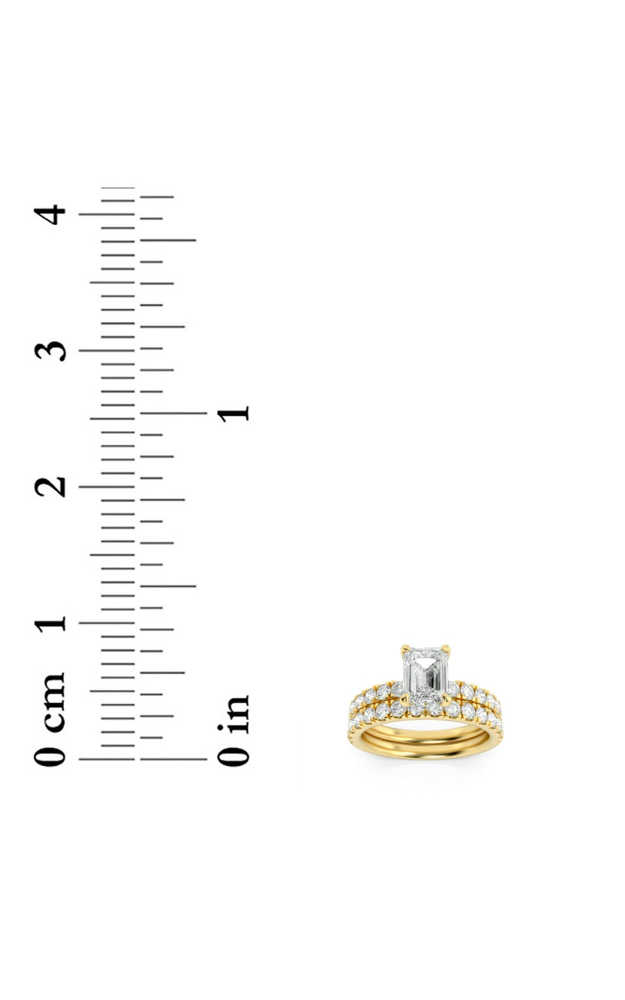 2CTW Emerald Shaped Lab Grown Diamond (F/VS) Classic Accented Set With Band and Engagement Ring in 14K Gold