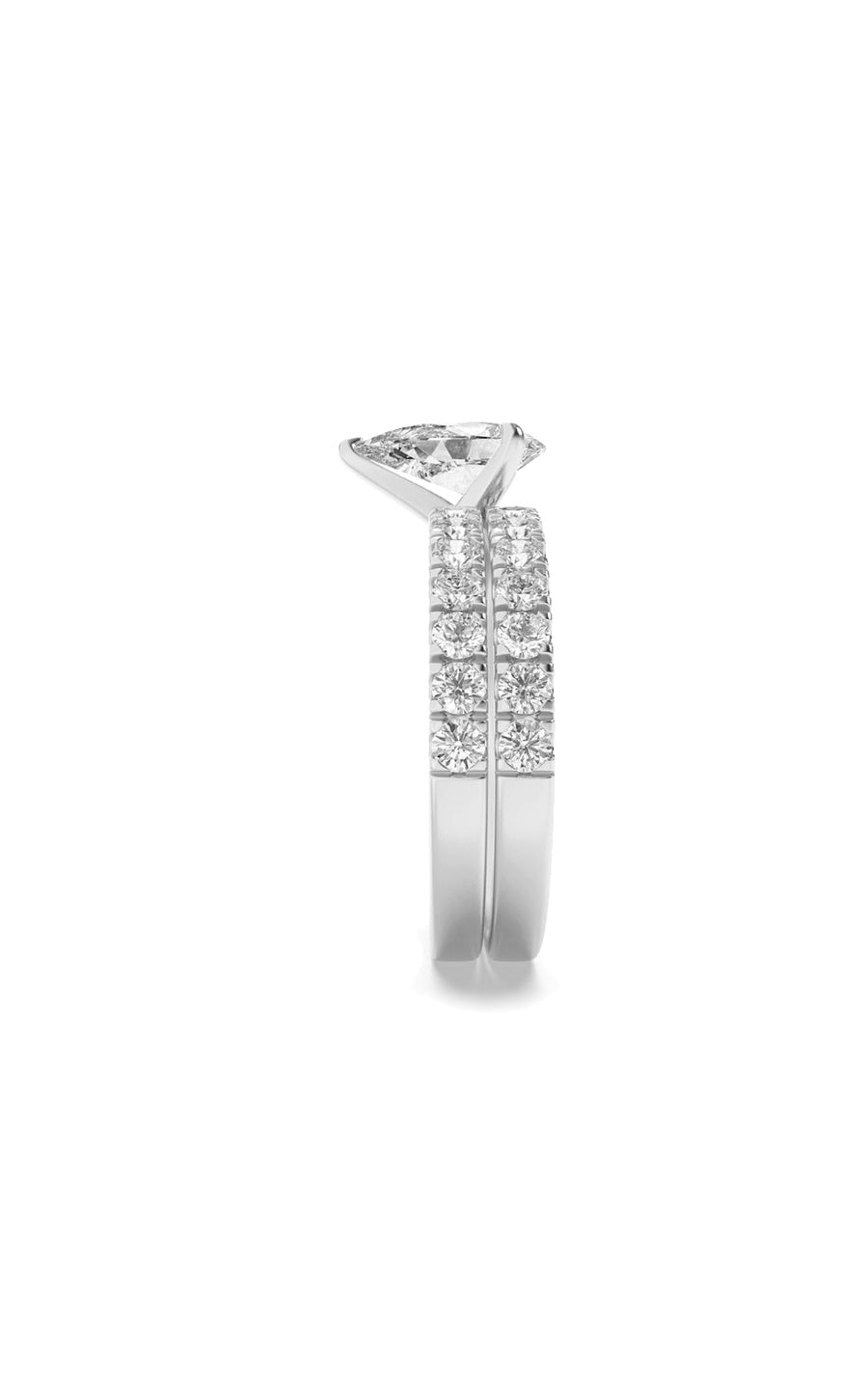 2Cttw Pear Shaped Lab Grown Diamond (F/VS) ClassicAccented Set With Band and Engagement Ring in 14K Gold