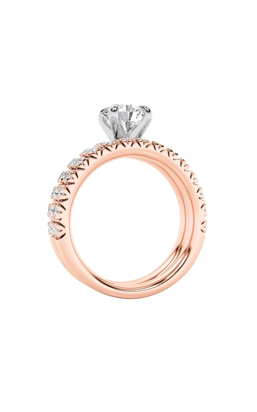 2CTW Round Shaped Lab Grown Diamond (F/VS) Classic Accented Set With Band and Engagement Ring in 14K Gold