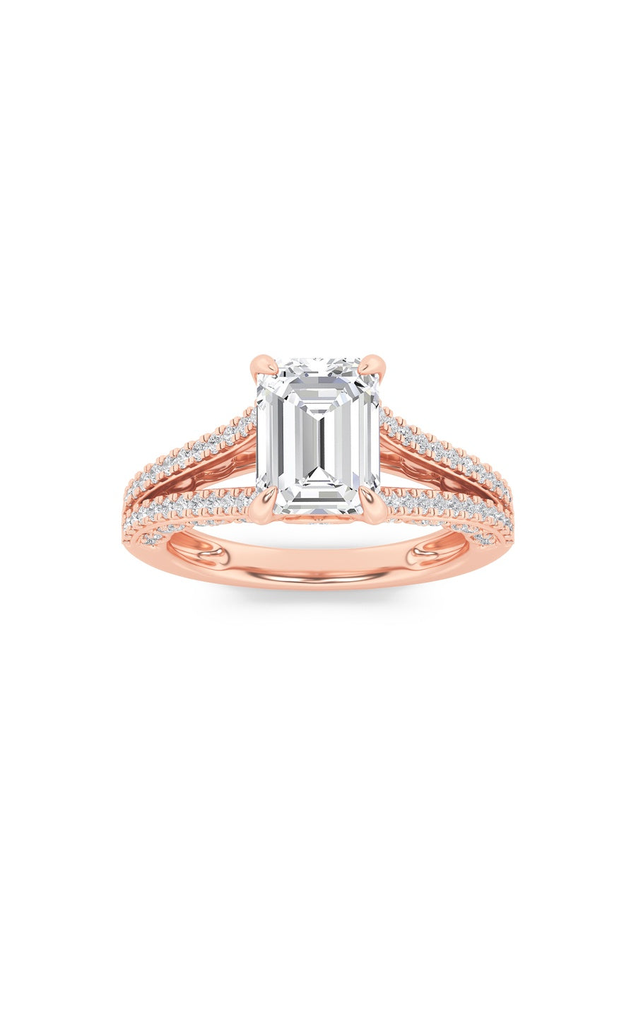 2CTW Radiant Shaped Lab Grown Diamond (F/VS) Split Shank Accented Engagement Ring in 14K Gold