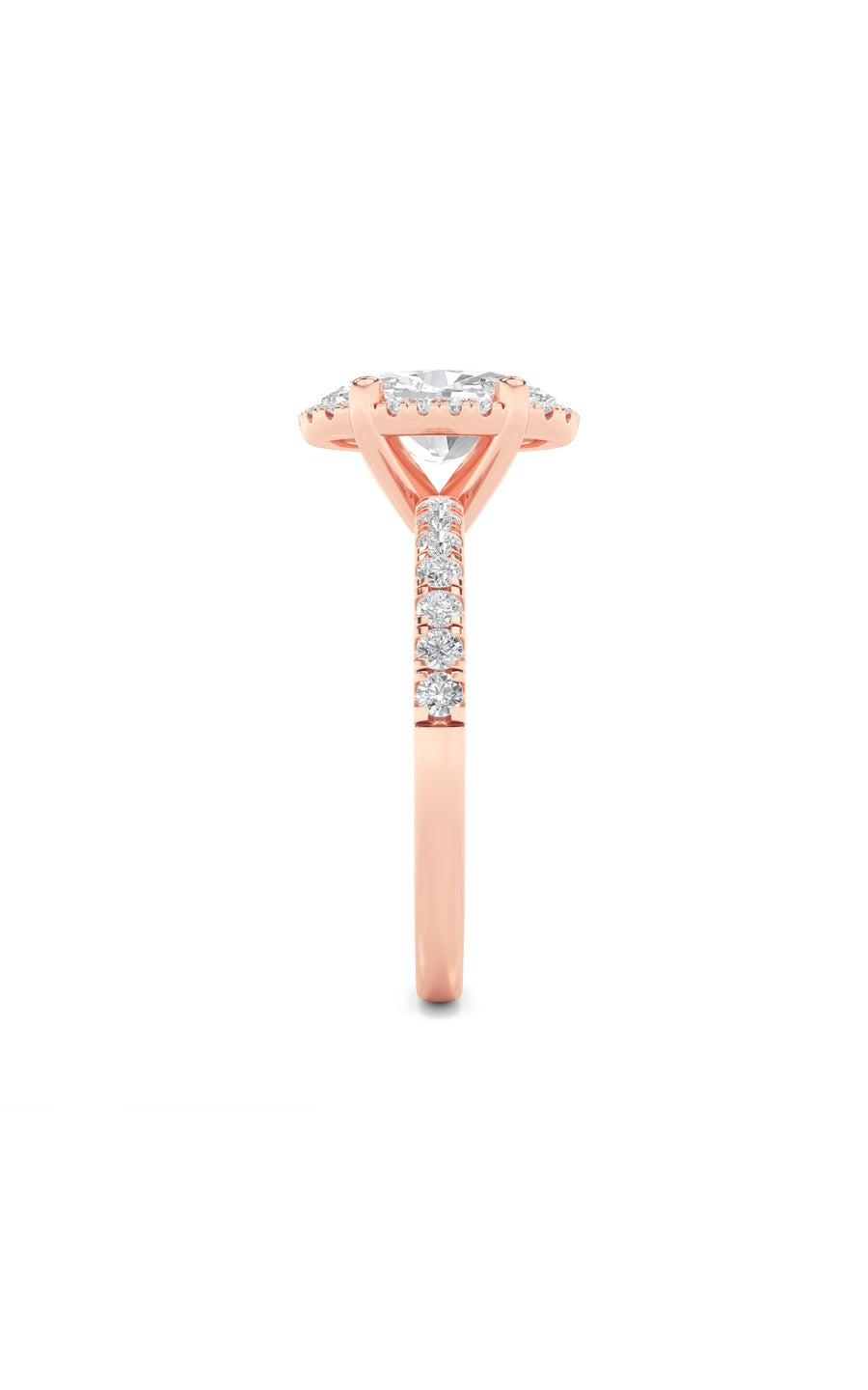 2CTW Oval Shaped Lab Grown Diamond (F/VS) Halo Accented Engagement Ring in 14K Gold