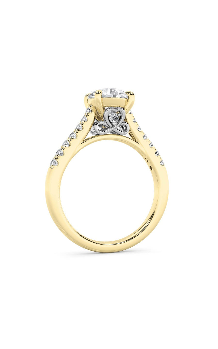 2.5CTW Round Shaped Lab Grown Diamond (F/VS) Petite Shank Accented Engagement Ring in 14K Gold
