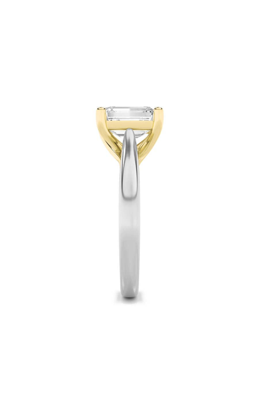 2Cttw Emerald Shaped Lab Grown Diamond (F/VS) Cathedral Shank Engagement Ring in 14K Yellow Gold