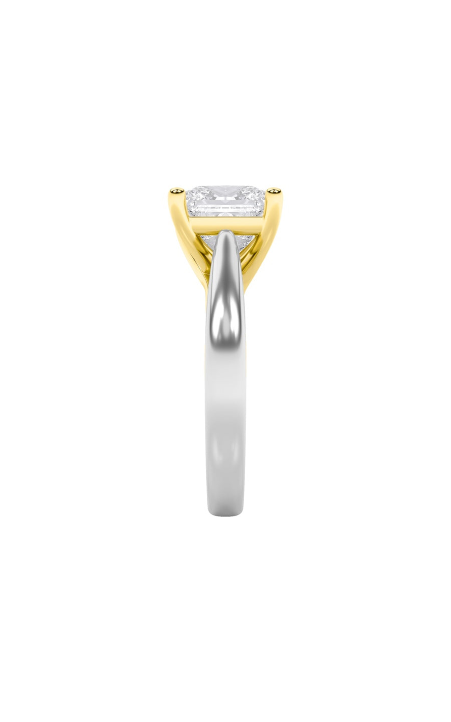 2Cttw Princess Shaped Lab Grown Diamond (G/VS) TwoTone Cathedral Shank Engagement Ring in 14K Gold