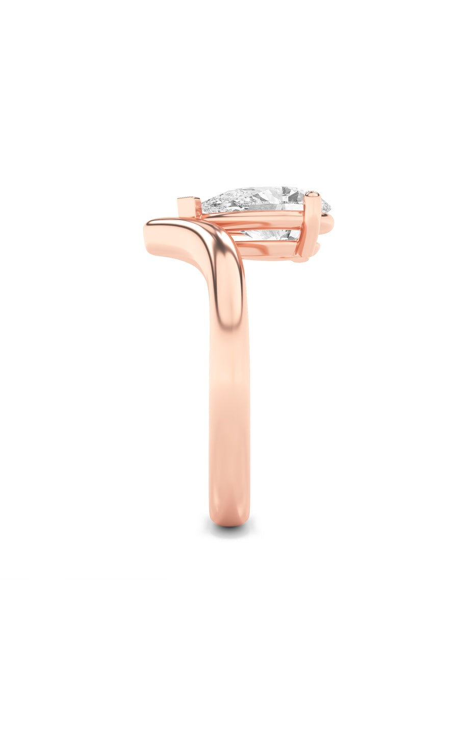 1.5Cttw Pear Shaped Lab Grown Diamond (F/VS) Chevron Solitaire Engagement Ring in 14K Gold