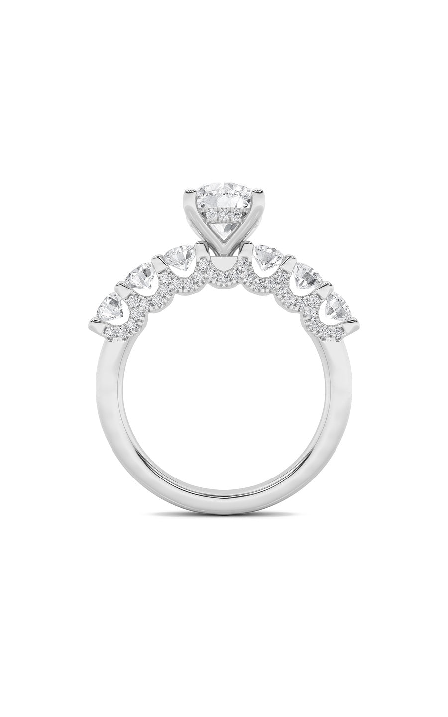 5Cttw Round Shaped Lab Grown Diamond (F/VS) Accented Double Halo Set of Band and Ring in 14K Gold