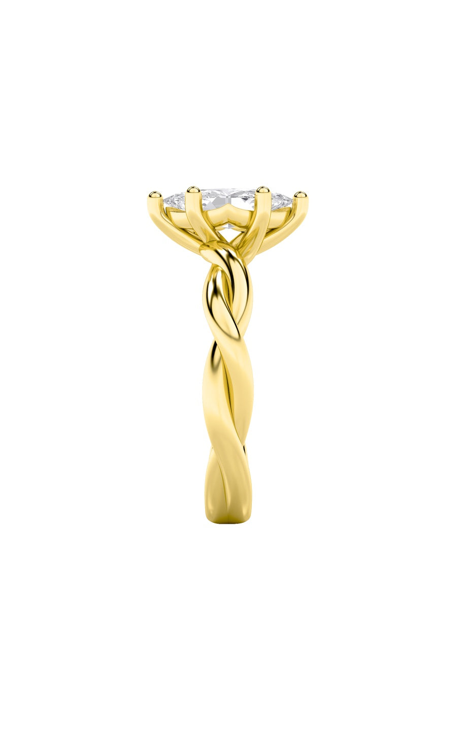 1.5Cttw Marquise Shaped Lab Grown Diamond (F/VS) Twisted Shank Solitaire Engagement Ring in 14K Gold