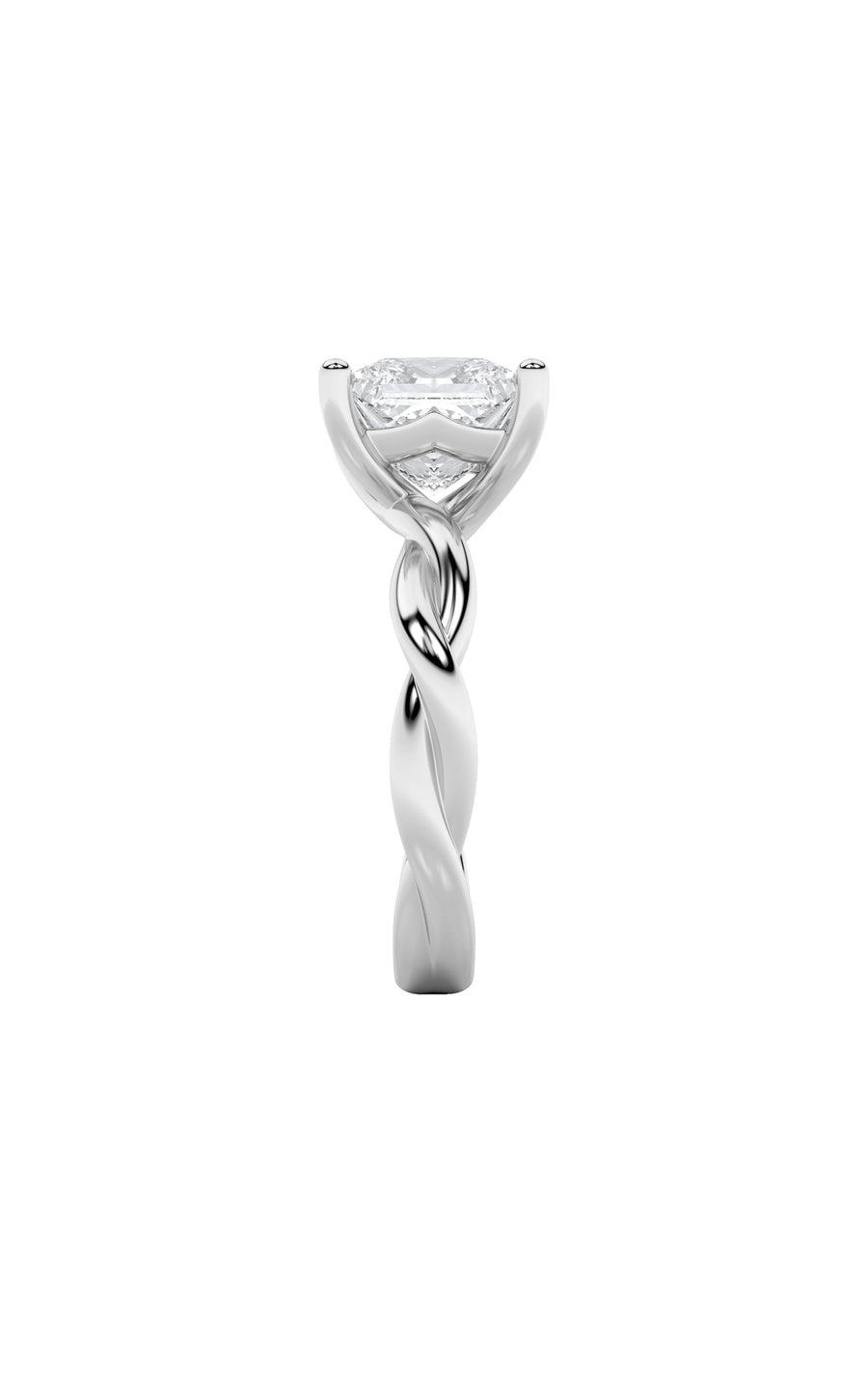 3Cttw Princess Shaped Lab Grown Diamond (F/VS) Twisted Shank Solitaire Engagement Ring in 14K Gold