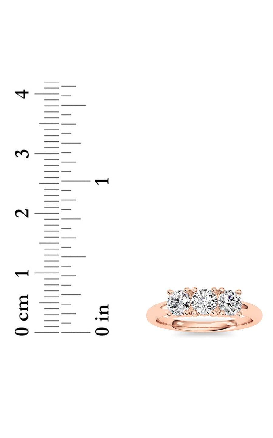 0.75CTW Round Shaped Lab Grown Diamond (F/VS) Three Stone Band Ring in 14K Gold