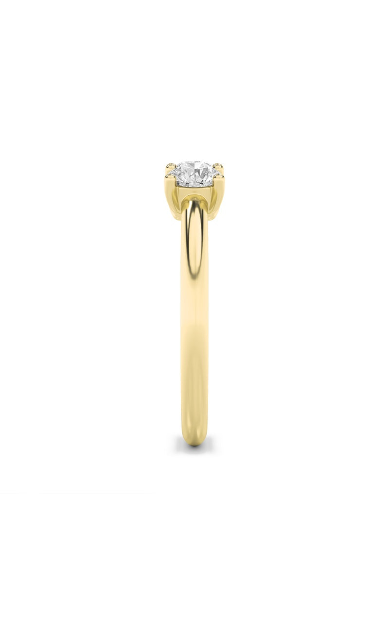 1CTW Round Shaped Lab Grown Diamond (F/VS) Three Stone Band Ring in 14K Gold
