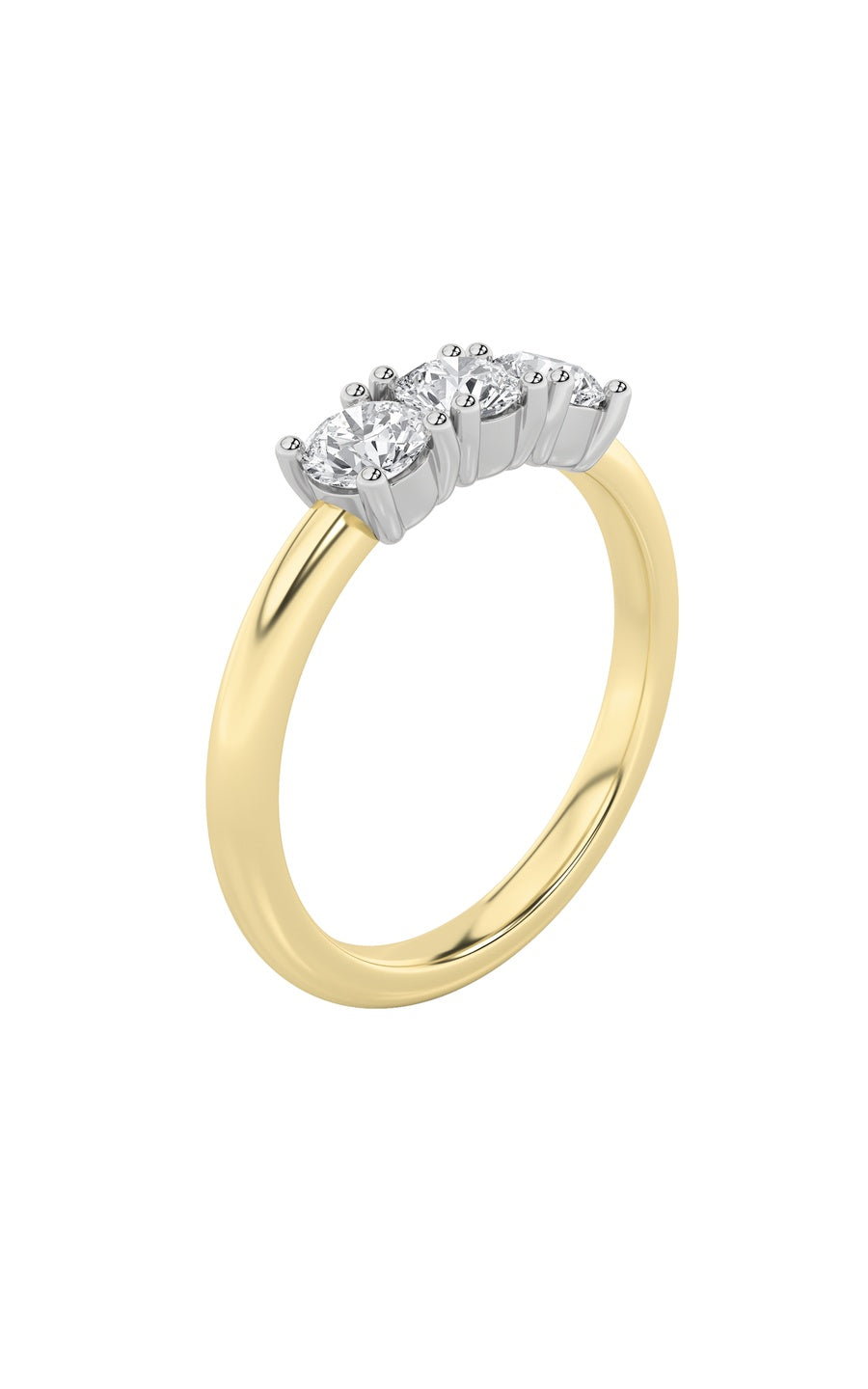 2Cttw Round Shaped Lab Grown Diamond (F/VS) Three Stone Band Ring in 14K Gold