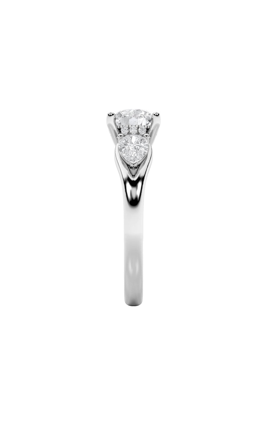 2CTW Round Shaped Lab Grown Diamond (F/VS) Accented Three Stone Ring in 14K Gold