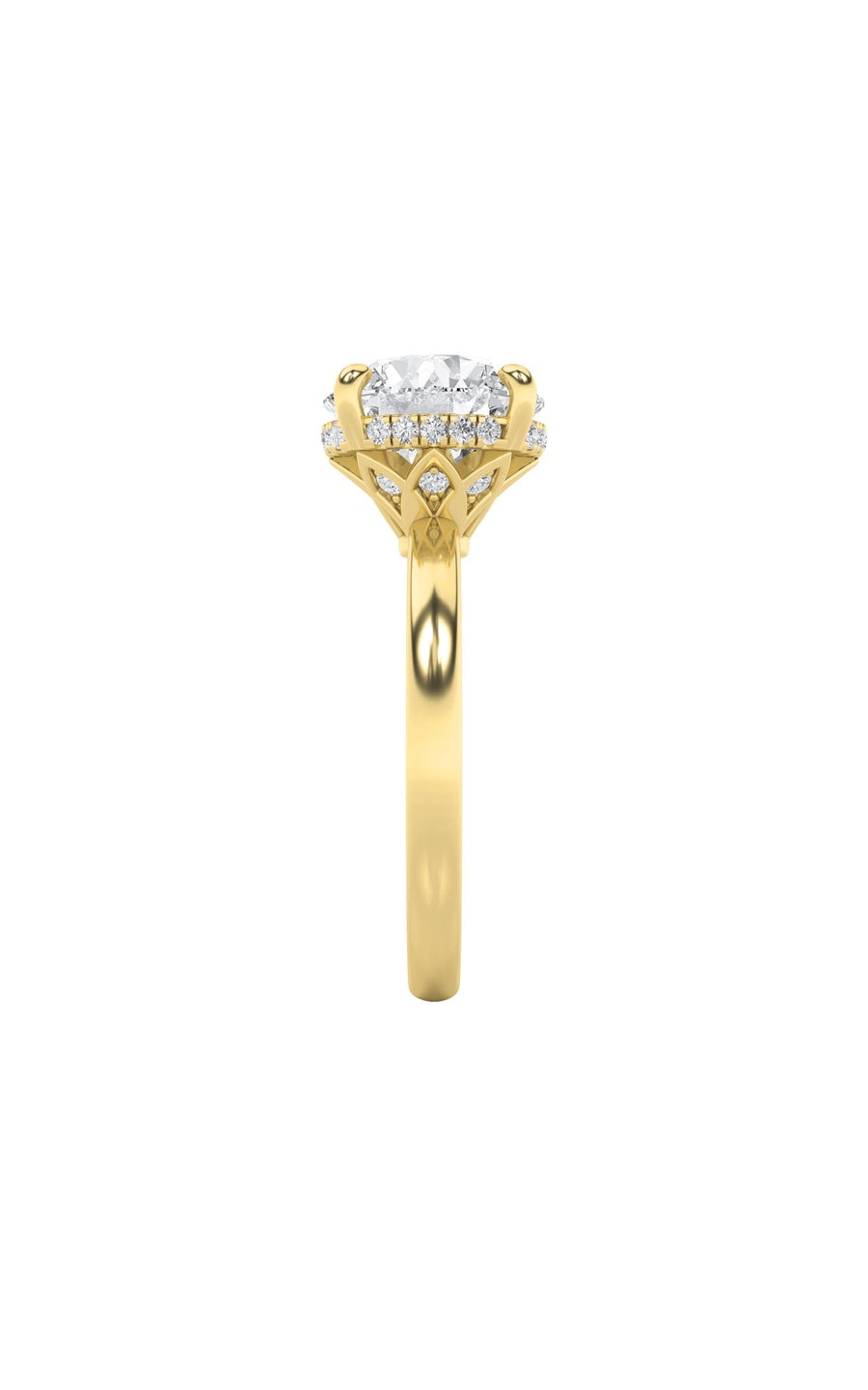 3.5Cttw Round Shaped Lab Grown Diamond (F/VS) Classic Hidden Halo Solitaire Engagement Ring in 14K Gold