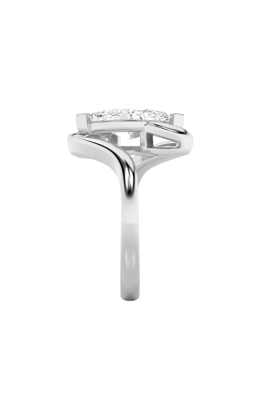 2CTW Marquise Shaped Lab Grown Diamond (F/VS) Swirl Engagement Ring in 14K Gold
