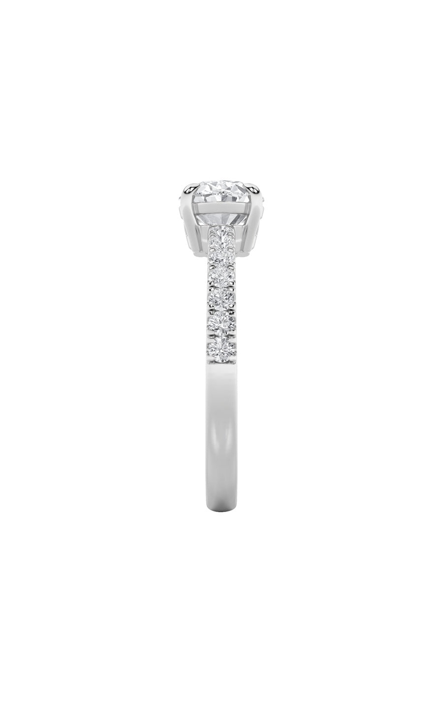 1.5Cttw Oval Shaped Lab Grown Diamond (F/VS) EastWest Accented Ring in 14K Gold