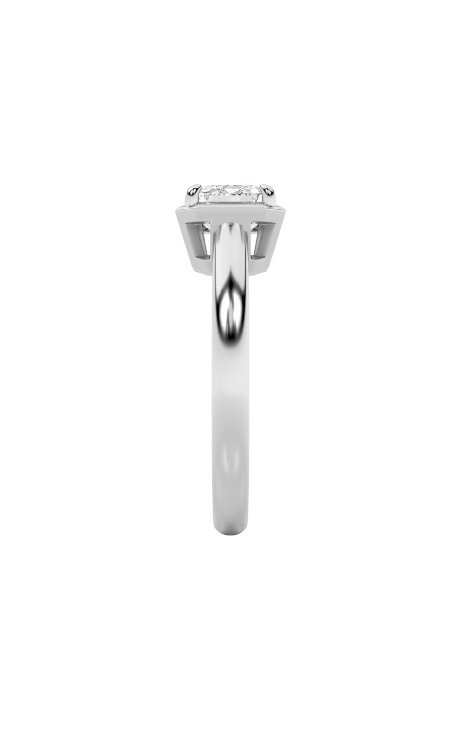 1.5Cttw Emerald Shaped Lab Grown Diamond (F/VS) East West Solitaire Ring in 14K Gold