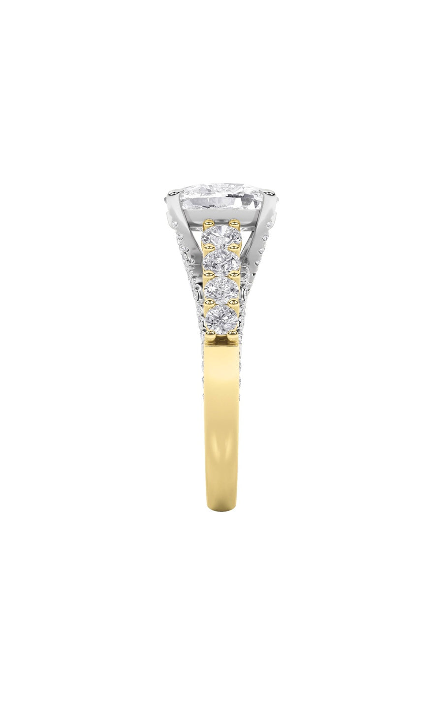 4Cttw Elongated Cushion Shaped Lab Grown Diamond (F/VS) Ring in 14K Gold