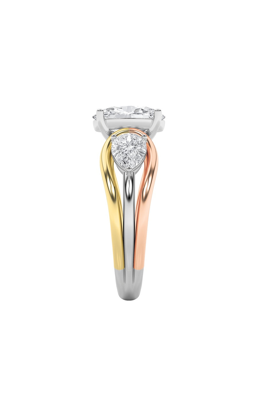 3Cttw Oval Shaped Lab Grown Diamond (F/VS) Two Tone Solitaire Engagement Ring in 14K Gold