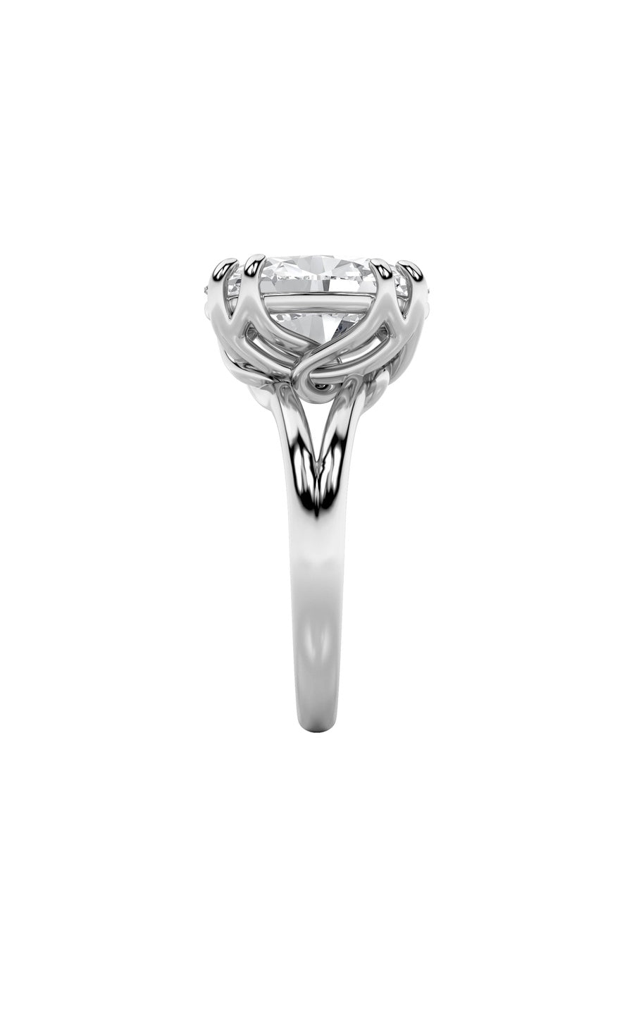 5Cttw Oval Shaped Lab Grown Diamond (F/VS) Bold Split Shank Solitaire Engagement Ring in 14K Gold