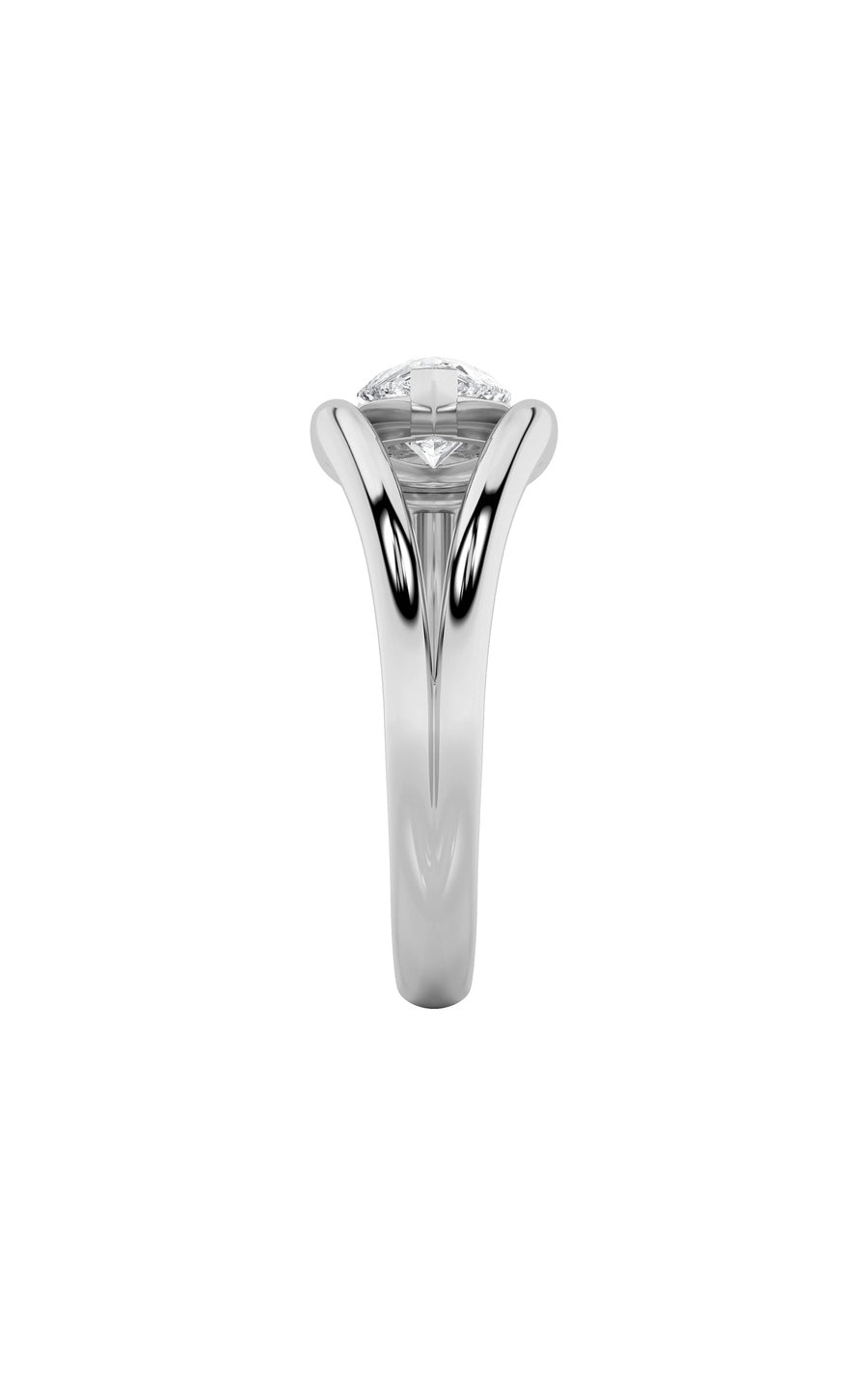 1Cttw Pear Shaped Lab Grown Diamond (F/VS) East West Solitaire Ring in 14K Gold