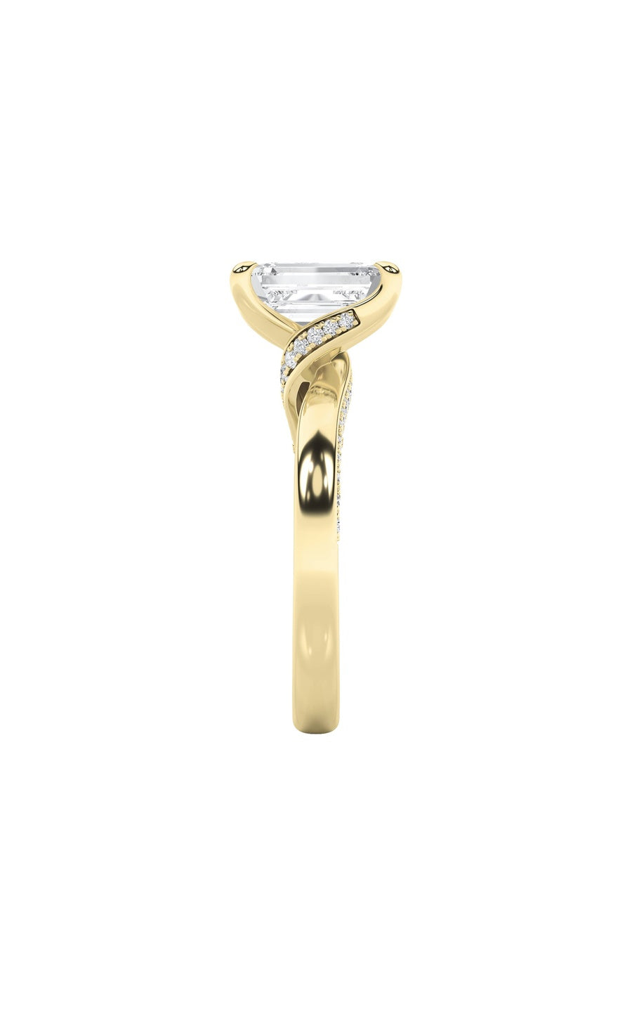 2.5Cttw Emerald Shaped Lab Grown Diamond (G/VS) Accented Engagement Ring in 14K Gold