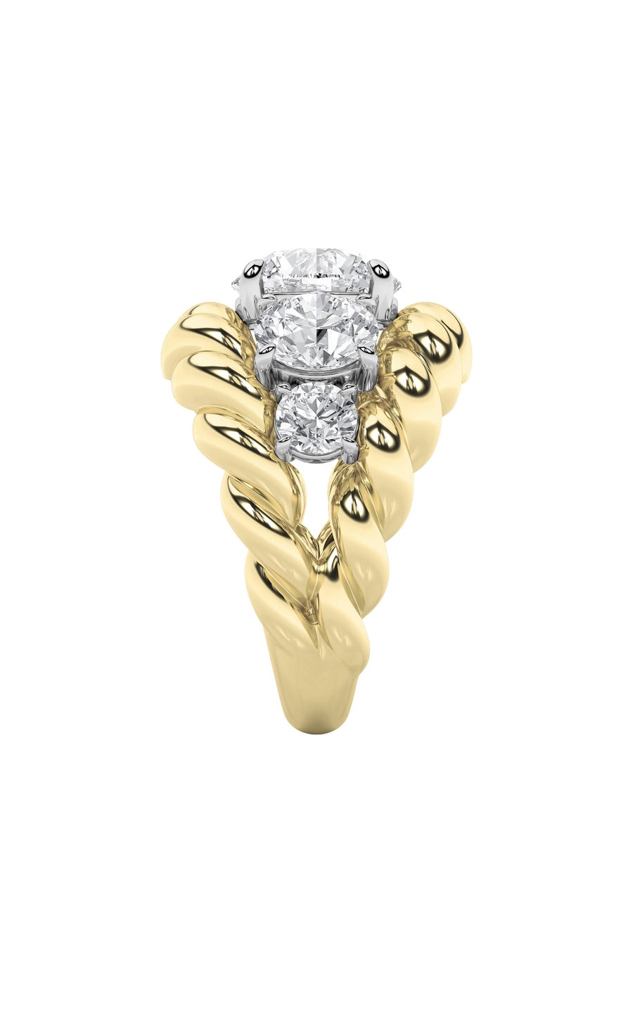5.5Cttw Round Shaped Lab Grown Diamond (F/VS) FiveStone Ring in 14K Gold