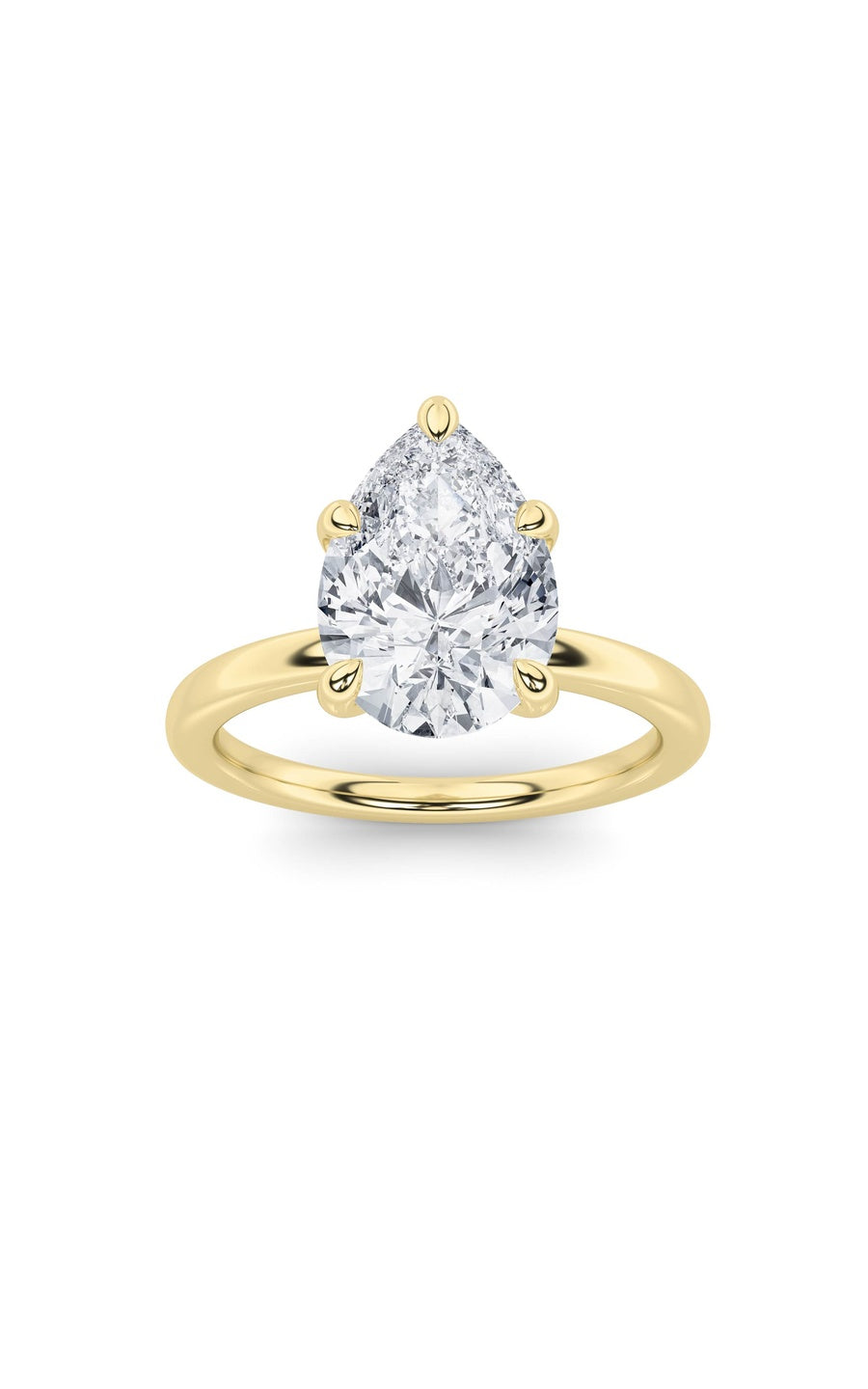 4Cttw Pear Shaped Lab Grown Diamond Classic Solitaire Ring in 14K Gold (F/VS)