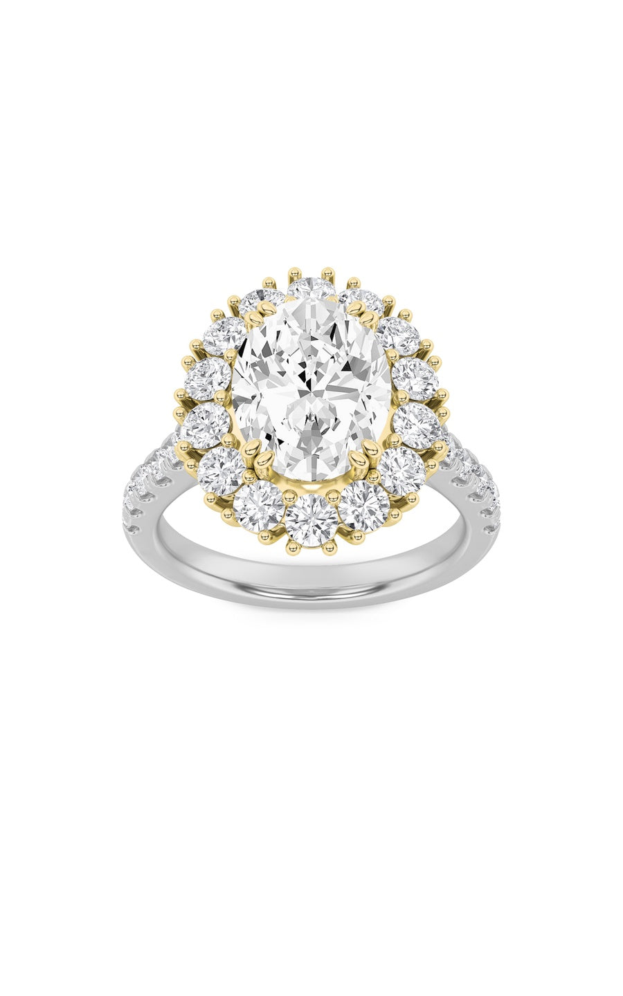 4Cttw Oval Shaped Lab Grown Diamond (F/VS) Bold Classic Engagement Ring in 14K Gold