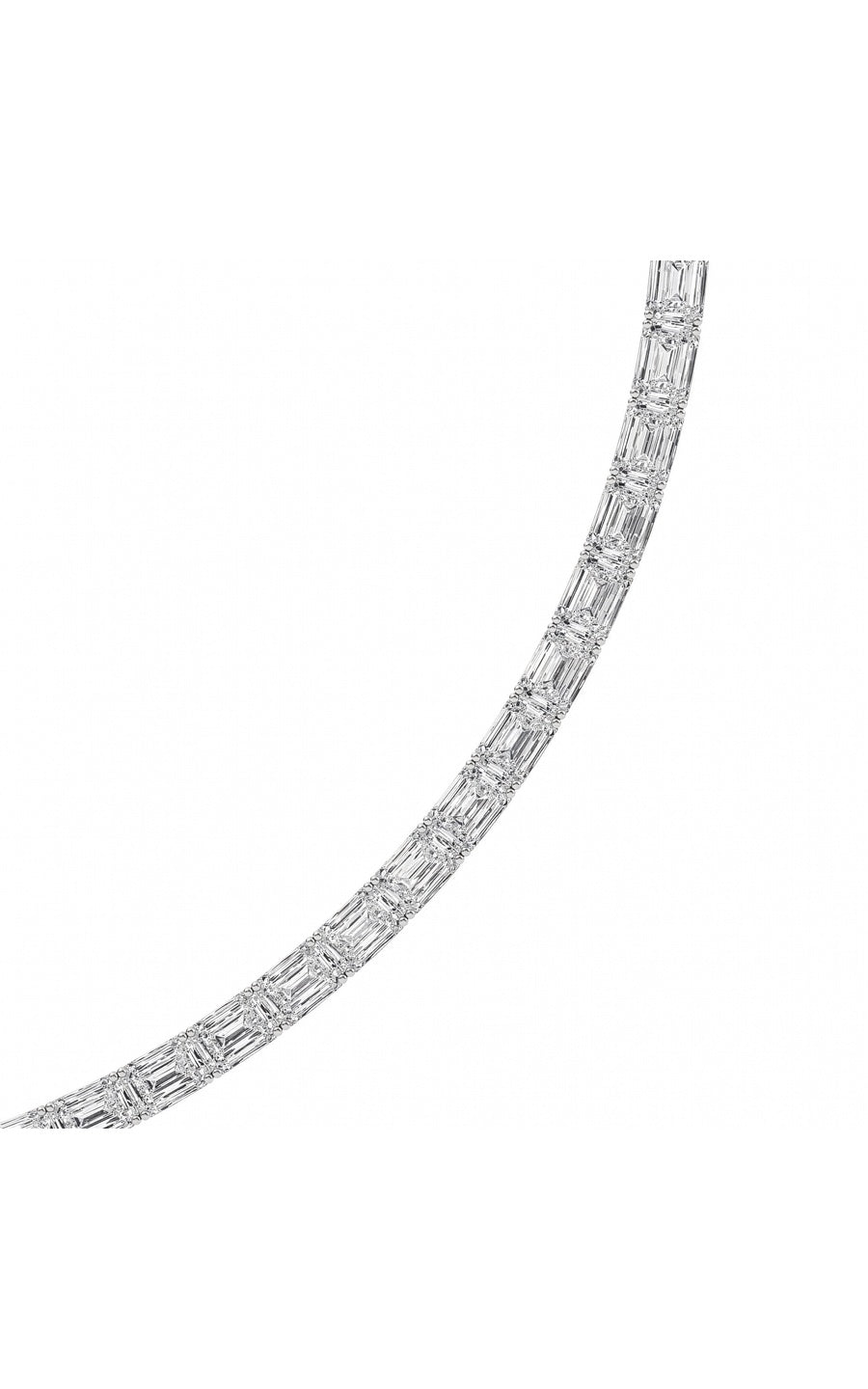 40Cttw Emerald Shaped Lab Grown Diamond Tennis Necklace in 14K Gold (F/VS)