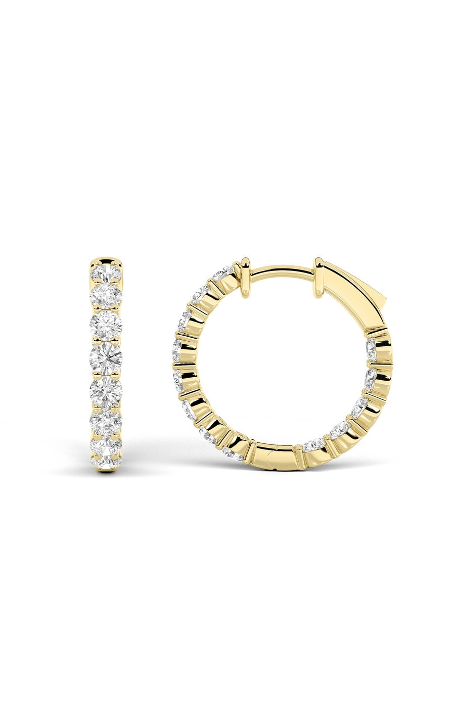 7Cttw Round Shaped Lab Grown Diamond Inside Out Hoop Earrings in 14K Gold (F/VS)